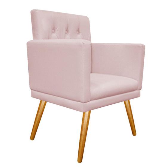 Imagem de Poltrona Decorativa Nanda Capitonê Pés Palito Suede Rosê - DAMAFFÊ MÓVEIS