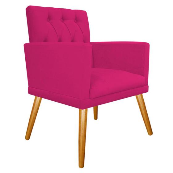 Imagem de Poltrona Decorativa Nanda Pés Palito Mel Sala de Espera Recepção Suede Pink - DAMAFFÊ MÓVEIS