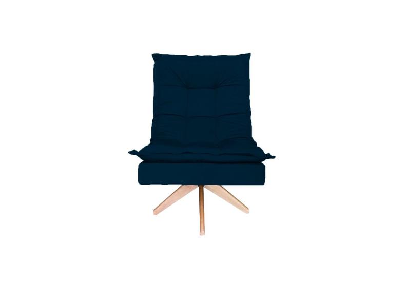 Imagem de Poltrona Decorativa Nilla Chaise Base Giratória Madeira Suede Azul Marinho WEB SHOP MOVEIS