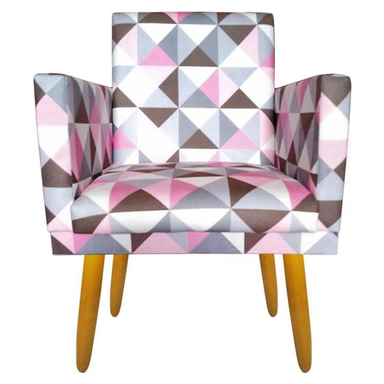 Imagem de Poltrona Decorativa Nina para Escritório Rodapé Triangulo Rosa