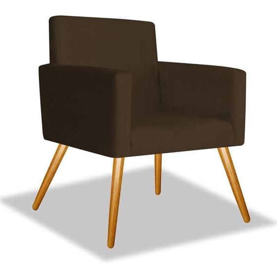 Imagem de Poltrona Decorativa Nina Pés Palito Suede Marrom - DAMAFFÊ MÓVEIS