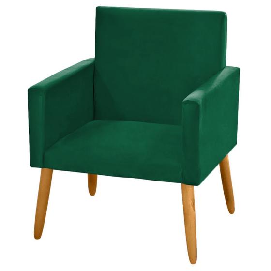 Imagem de Poltrona Decorativa Nina Pés Palito Suede Verde Militar - 2M Decor