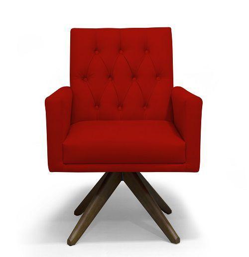 Imagem de Poltrona Decorativa Nina Retro Base Giratória Suede Vermelho - Casa & Estofados