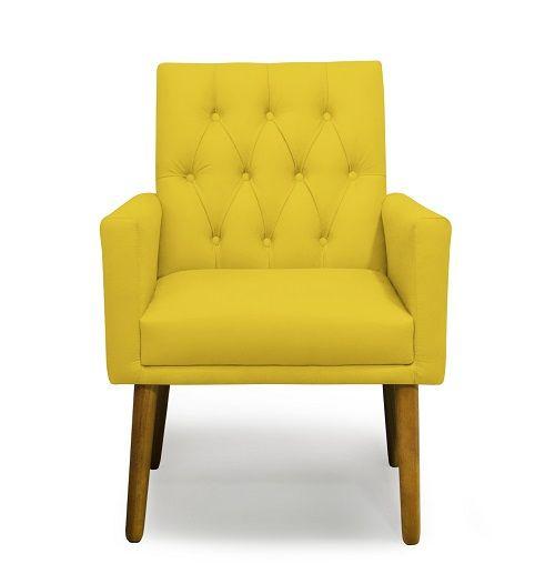 Imagem de Poltrona Decorativa Nina Retro Suede Amarelo - MeularDecor