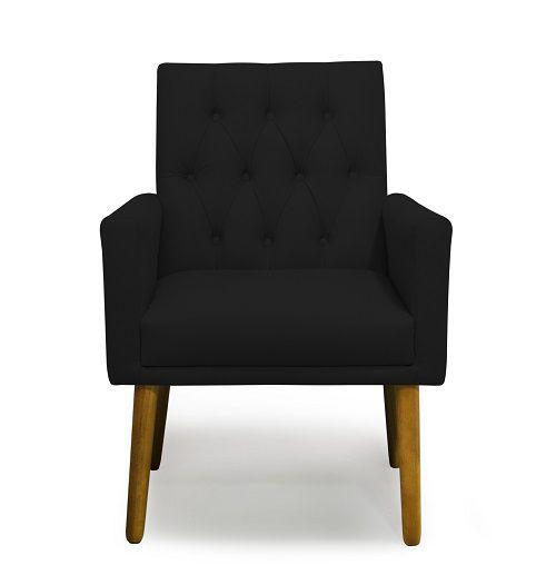 Imagem de Poltrona Decorativa Nina Retro Suede Preto - Casa & Estofados