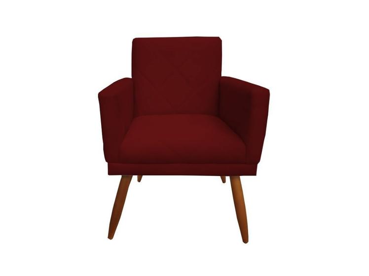 Imagem de Poltrona Decorativa Nina Riscado Suede Marsala Pés Madeira Ms Decor