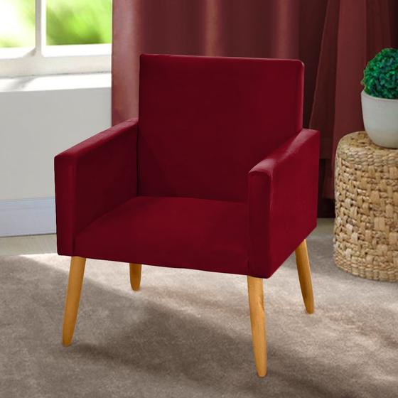 Imagem de Poltrona Decorativa Nina suede bordo para sala e recepção