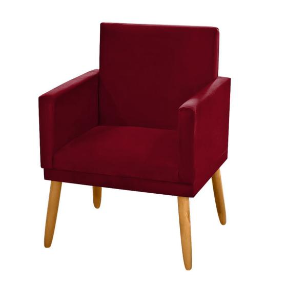 Imagem de Poltrona Decorativa Nina Suede Vinho Bordô com Rodapé - 2M Decor