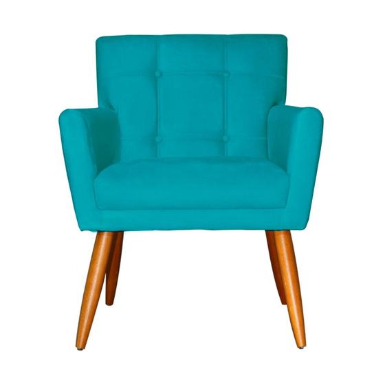 Imagem de Poltrona Decorativa Onix Suede Azul Turquesa - DS Estofados