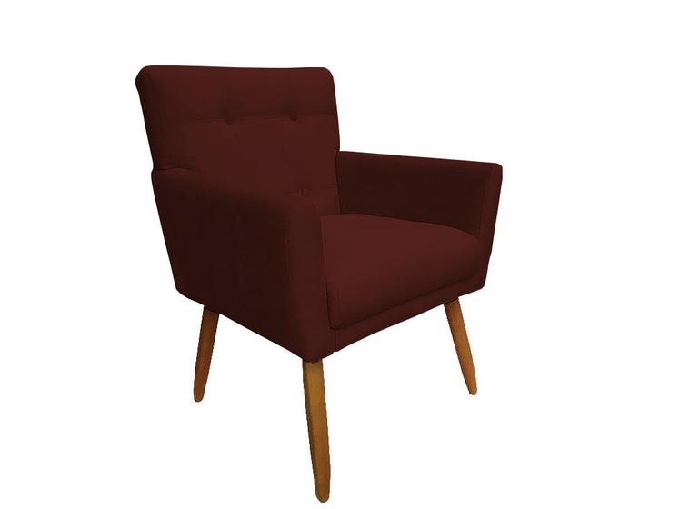 Imagem de Poltrona Decorativa Onix Suede Marsala Pés Madeira Ms Decor