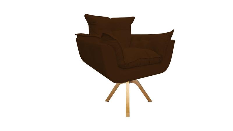 Imagem de Poltrona Decorativa Opala Base Giratória Suede Marrom Mz Decor