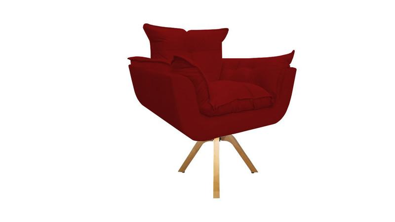 Imagem de Poltrona Decorativa Opala Base Giratória Suede Vermelho Mz Decor