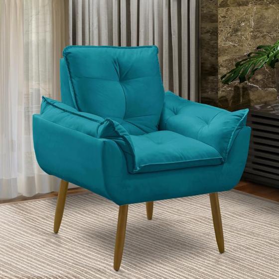 Imagem de Poltrona decorativa opala confortável para sala quarto recepção suede luxo porto arapongas