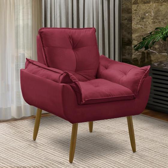 Imagem de Poltrona decorativa opala confortável para sala quarto recepção suede luxo porto arapongas