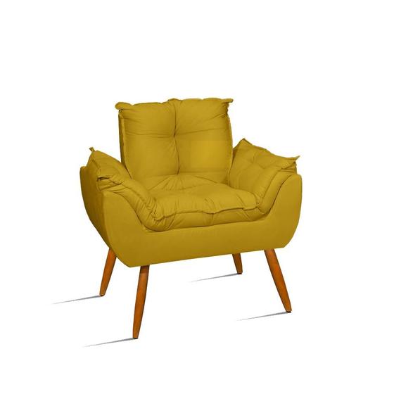 Imagem de Poltrona Decorativa Opala Pés Palito - Sala, Recepção Amarelo