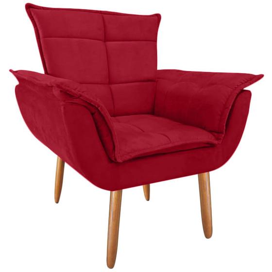 Imagem de Poltrona Decorativa Opala Pés Palito Suede Vermelho Marsala Sala Recepção Luxo