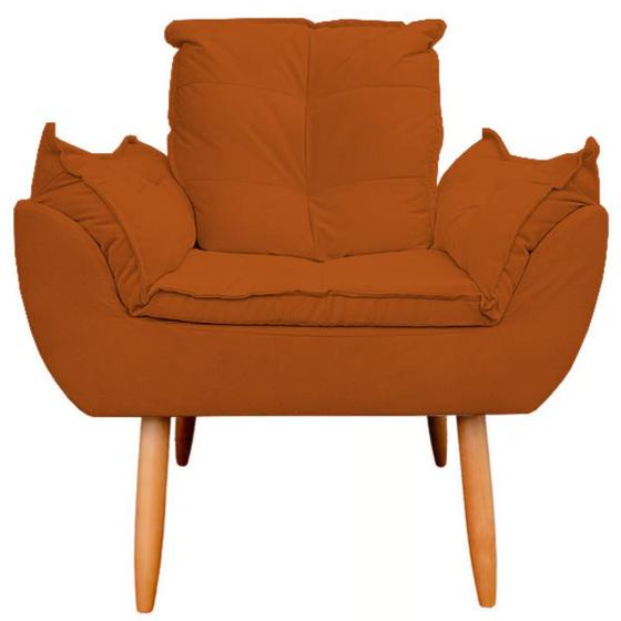Imagem de Poltrona Decorativa Opala Sala de Estar Tecido Suede Terracota Horizonte Móveis