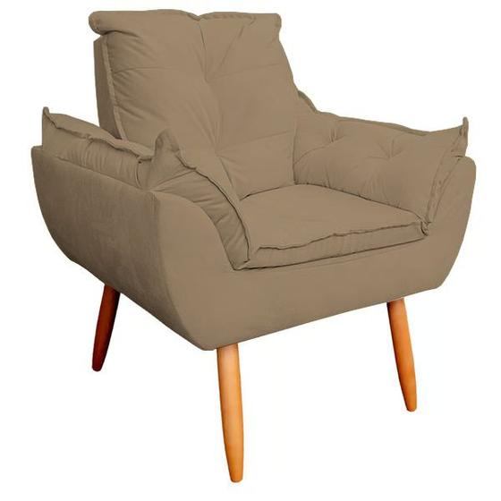 Imagem de Poltrona Decorativa Opala Sala de Estar Veludo Cappuccino Kimi Decor