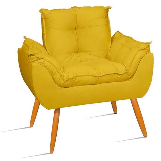 Imagem de Poltrona Decorativa Opala Suede Amarelo - Will Decor