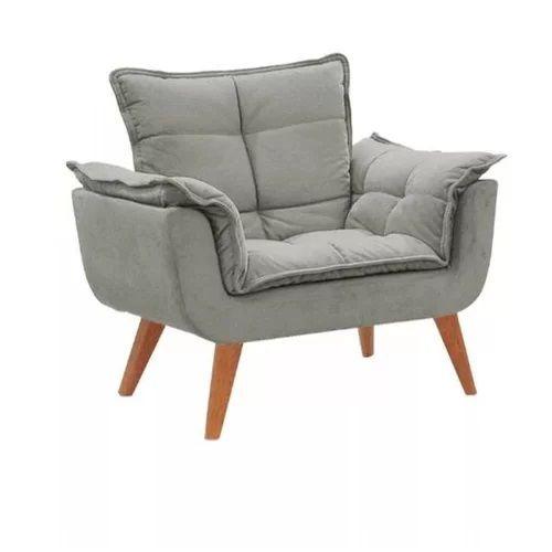 Poltrona Decorativa Opala Suede Cinza Claro Menor preço em Poltrona Decorativa Opala Suede Cinza Claro