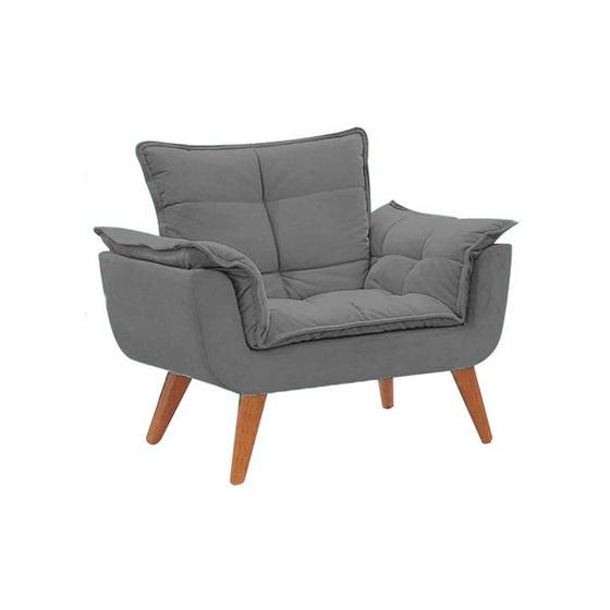 Poltrona Decorativa Opala Suede Cinza Menor preço em Poltrona Decorativa Opala Suede Cinza