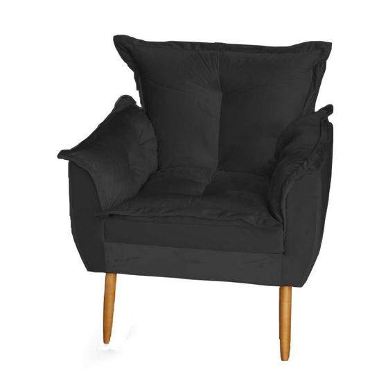 Imagem de Poltrona Decorativa Opala Suede Deluxe Preto - Sete Estrela