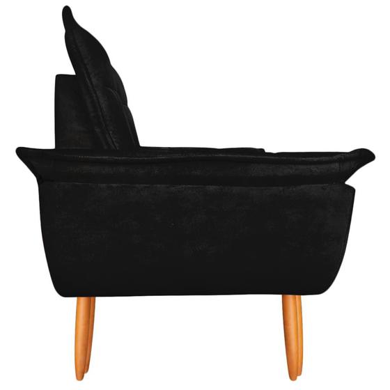 Imagem de Poltrona Decorativa Opala Suede Preto Luxo para quarto