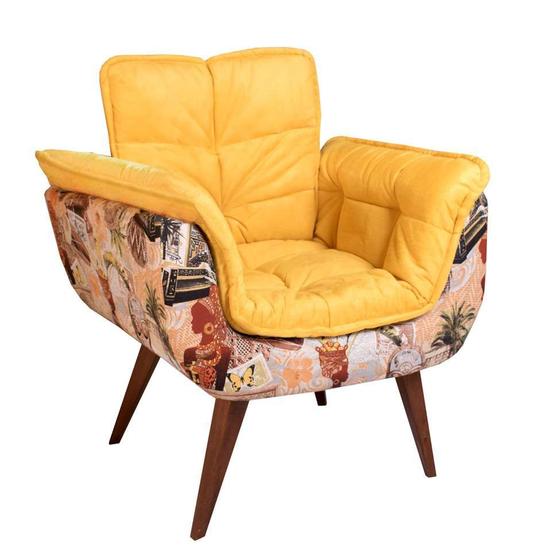 Imagem de Poltrona Decorativa Opalla III Suede Amarelo