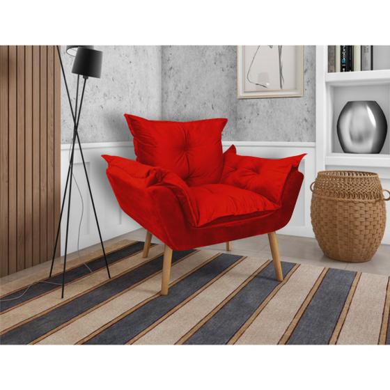 Imagem de Poltrona Decorativa Opalla Paloma Suede Vermelho