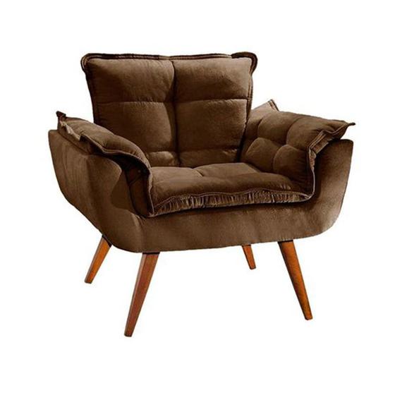 Poltrona Decorativa Opalla Suede Marrom - Twdecora Menor preço em Poltrona Decorativa Opalla Suede Marrom - Twdecora