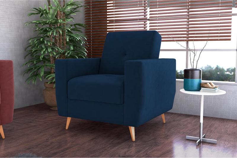 Imagem de Poltrona Decorativa Pamela Veludo Azul E433 - Matrix