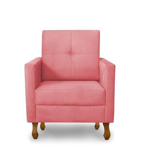 Imagem de Poltrona Decorativa Para Recepção/Sala Suede Rosa - Casa & Estofados