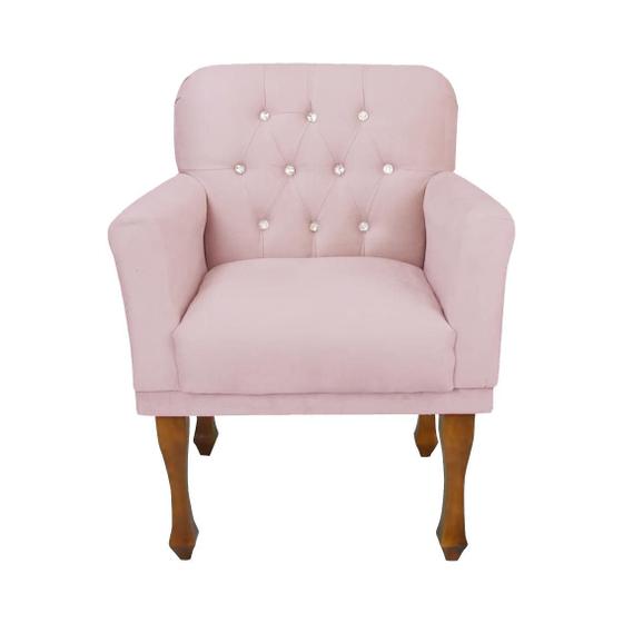 Imagem de Poltrona Decorativa Para Sala de Estar Anitta Suede Rosa Bebe LM DECOR