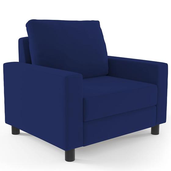 Imagem de Poltrona Decorativa Para Sala De Estar E Recepção Malta L02 Suede Azul Marinho - Lyam Decor