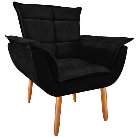 Imagem de Poltrona Decorativa Para Sala de Estar Opala Confortavel Pés Madeira Suede Diversas Cores
