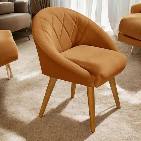 Imagem de Poltrona Decorativa Para Sala de Estar Quarto Recepção Conforto e Estilo Tecido Veludo Terracota