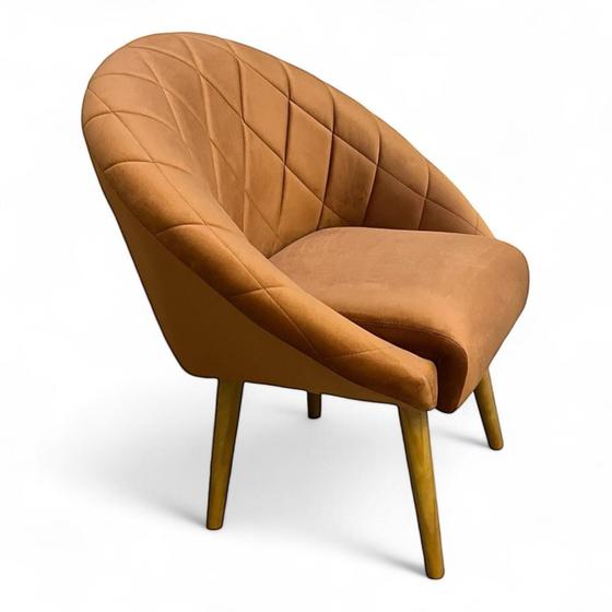 Imagem de Poltrona Decorativa Para Sala de Estar Quarto Recepção Pés Retrô Conforto e Estilo Tecido Veludo Terracota - Manu Móveis Decor