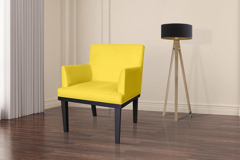 Imagem de Poltrona Decorativa Para Sala E Escritório Vitória Suede Amarelo - DL Decor