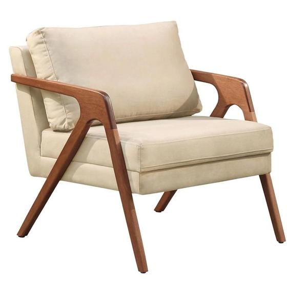 Imagem de Poltrona Decorativa para Sala Mona Luxo Veludo Bege Claro Domm Store
