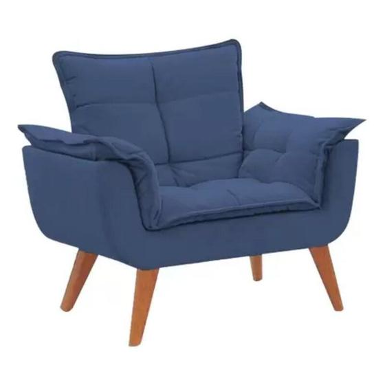 Imagem de Poltrona Decorativa Para Sala Suede Azul