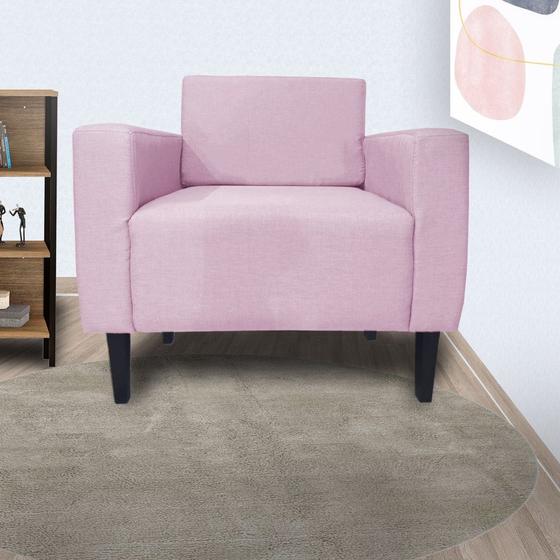 Imagem de Poltrona Decorativa Para Salão de Beleza Leticia Slim Corano Rosa Bebe - LM DECOR