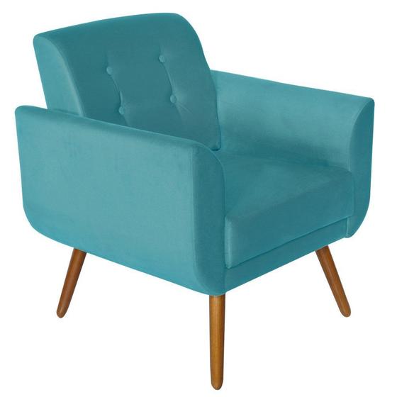Poltrona Decorativa Pés Palito Agata Suede Azul - Kasa Sofá Menor preço em Poltrona Decorativa Pés Palito Agata Suede Azul - Kasa Sofá