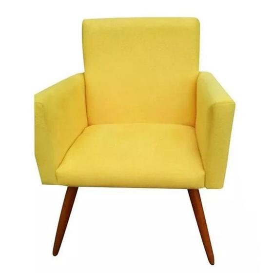 Imagem de Poltrona Decorativa Pés Palito Nina Suede Amarelo - DS Móveis