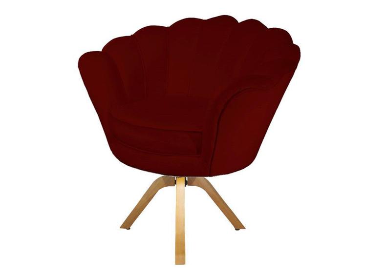 Imagem de Poltrona Decorativa Pétala Base Giratória Madeira Suede Marsala Ms Decor