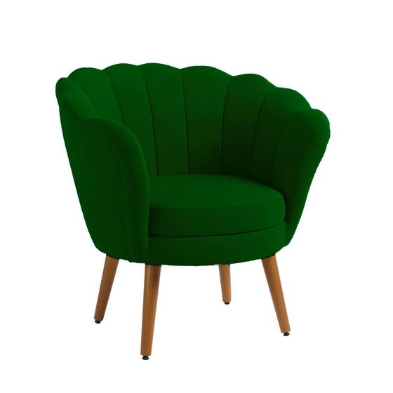 Imagem de Poltrona Decorativa Pétala Sala de Estar Tecido Suede Verde Kimi Design