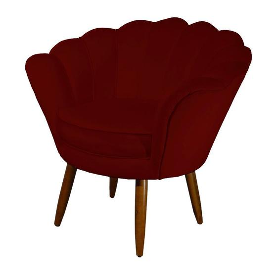 Imagem de Poltrona Decorativa Pétala Suede Marsala Pés Madeira Ms Decor