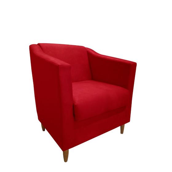 Imagem de Poltrona Decorativa Recepção Consultório Átila Tila Sala Suede Vermelho