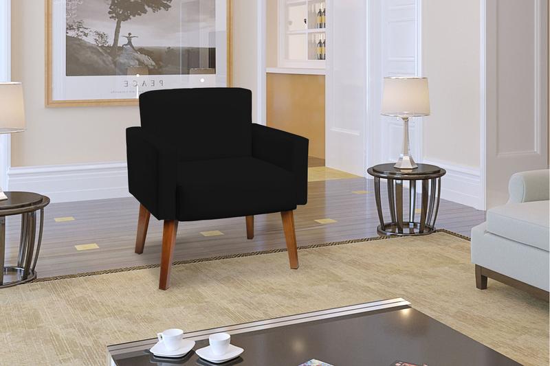 Imagem de Poltrona Decorativa Reforçada Hope Para Escritório Consultório Suede Preto - Clique e Decore