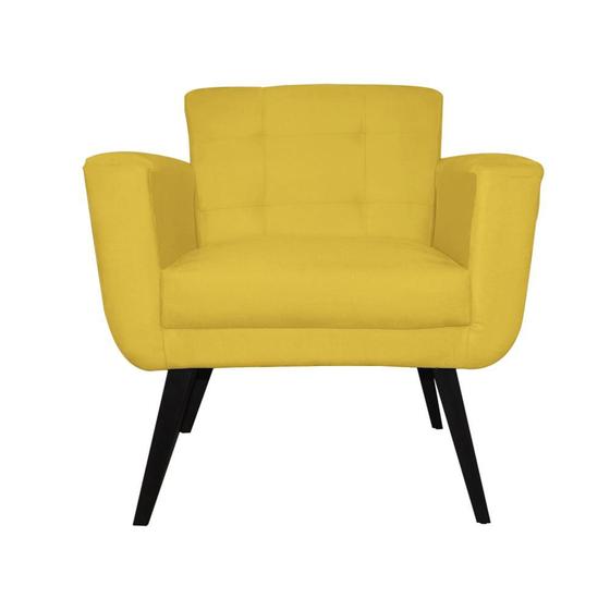 Imagem de Poltrona Decorativa Sala e Recepção Geovana Suede Amarelo - LM DECOR