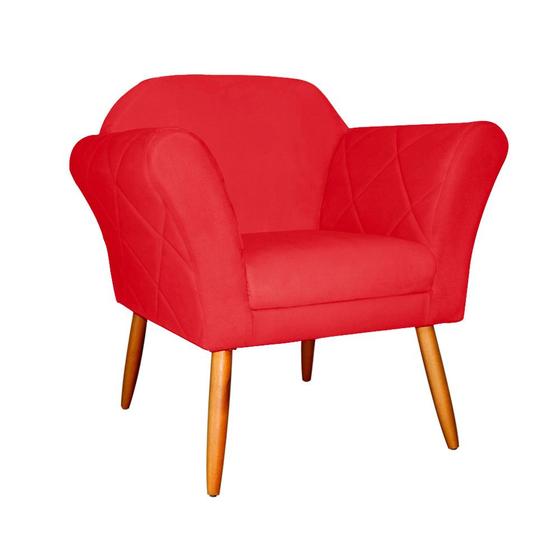 Imagem de Poltrona Decorativa Sala e Recepção Marcela Suede Vermelho - LM DECOR